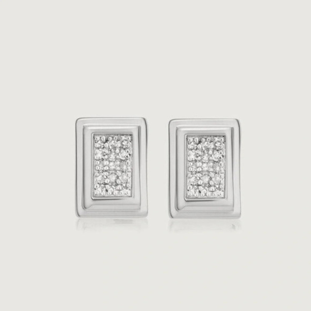 Monica Vinader Diamond and Sterling silver Stud Earrings‎ - New! - Picture 6 of 6